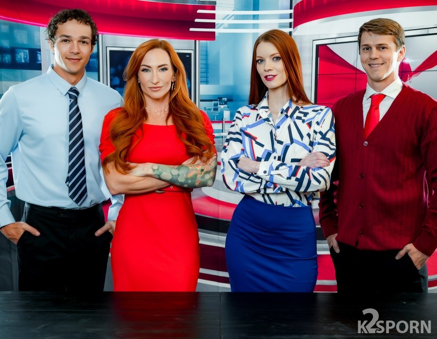 Sophia Locke, Erin Everheart - Sex Orgy On The TV-News Channel HD